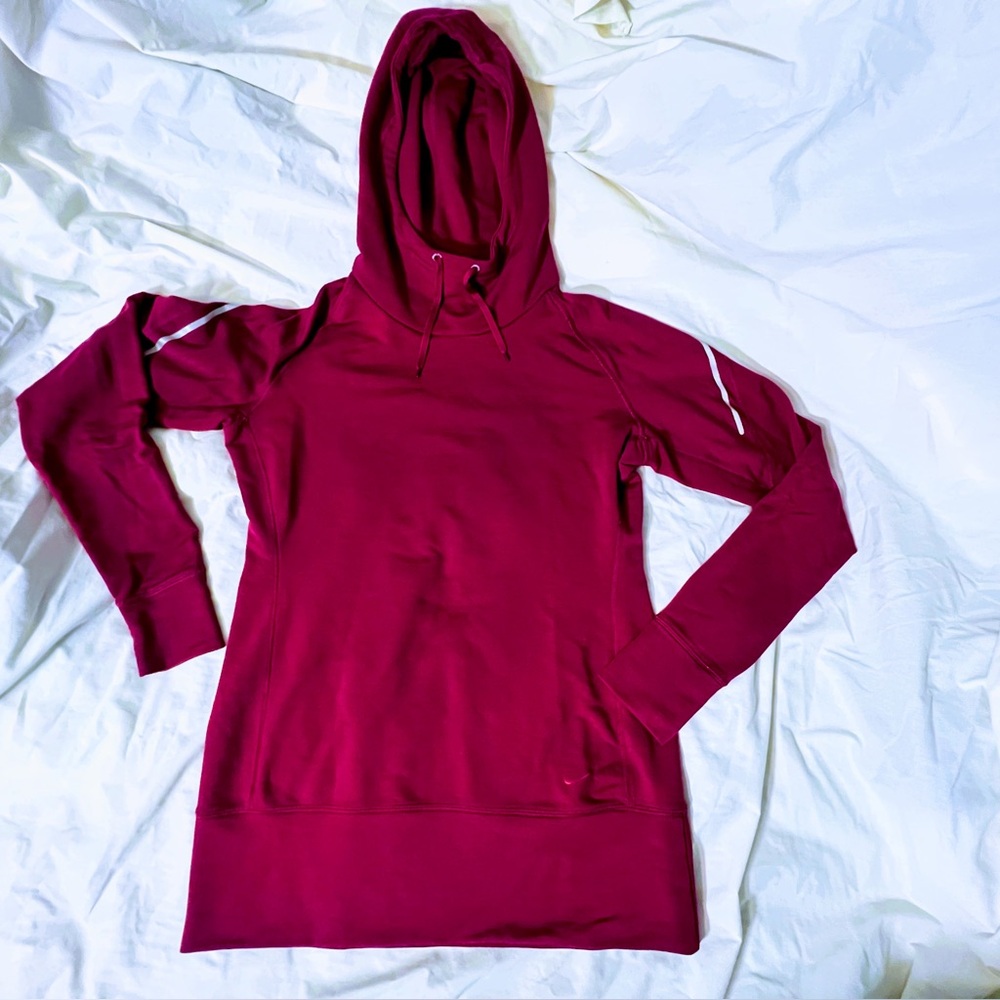 Nike Hoodie Sweatshirt Womens Medium Athletic Fitness Thumbholes Dri Fit Maroon